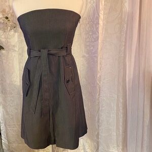 Strapless Gray Dress with Belt